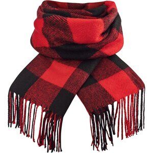 Women's Red Black Lattice Scarf Fashion Long Plaid Shawls Wraps Big Grid Winter
